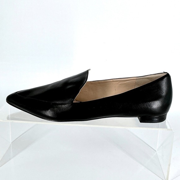 Cole Haan Grand 0S Size 9.5 Black Leather Pointed Brie Skimmer Loafer Flat Shoes - Picture 4 of 10